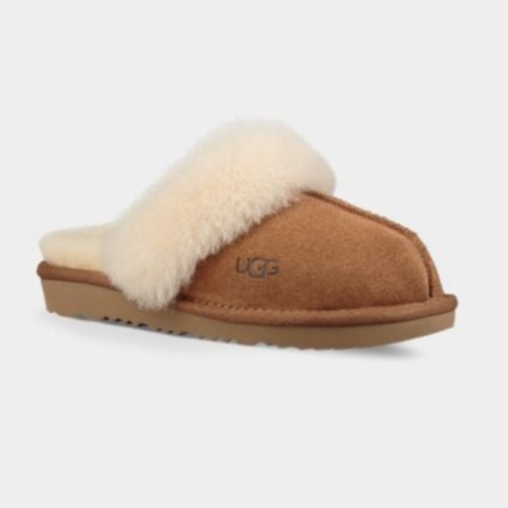 UGG Kids Cozy Chestnut  Suede and Sheepskin Slide On Slippers NEW 🐑